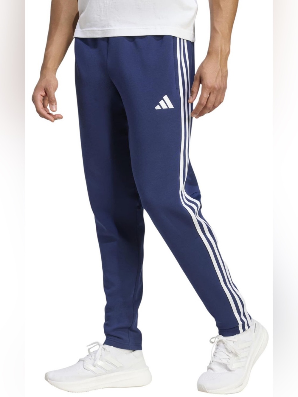 ADIDAS - Men’s Navy Blue White Stripe Joggers Sz Large